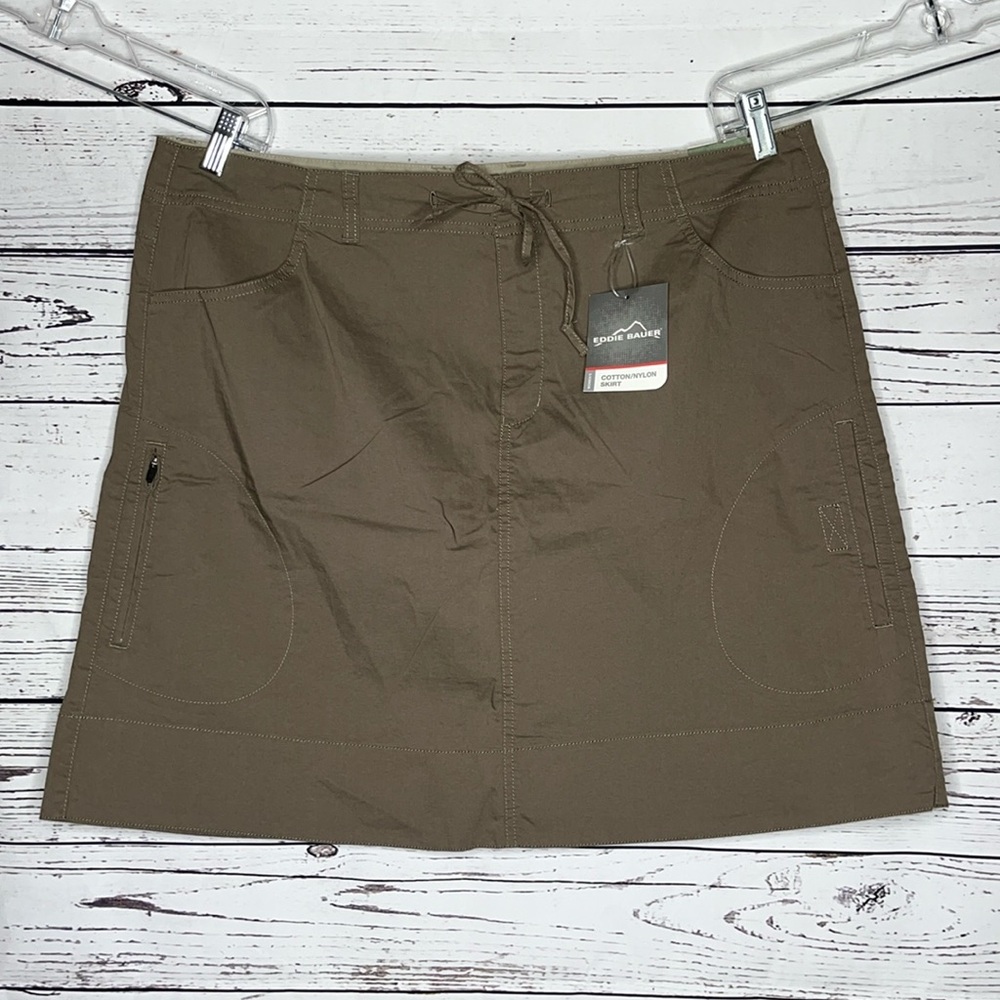 Eddie Bauer NWT Size 18 Regular Brown Moisture Wicking 6 Pocket Cargo Skirt